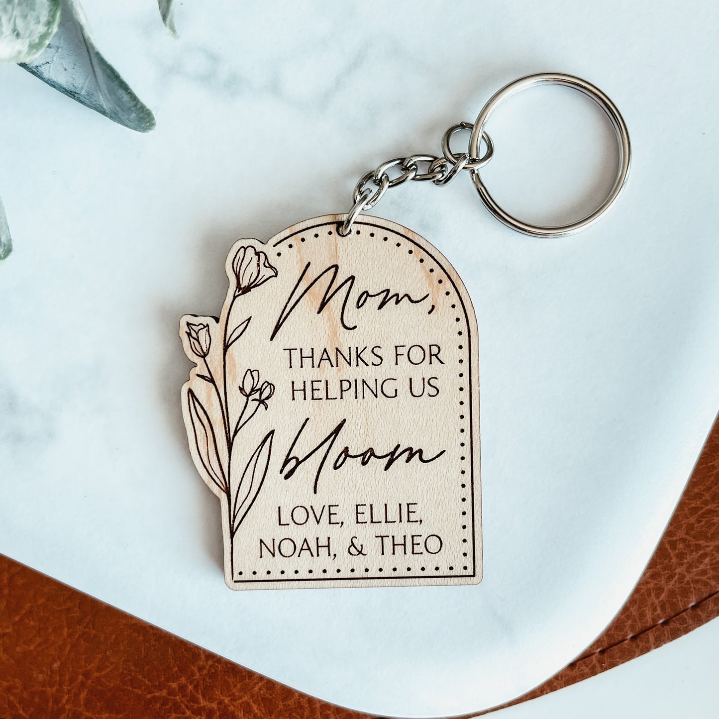 Thanks For Helping Us Bloom Mom Keychain
