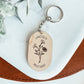 Personalized Oval Birth Flower Keychain (Two Styles)
