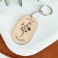 Personalized Oval Birth Flower Keychain (Two Styles)