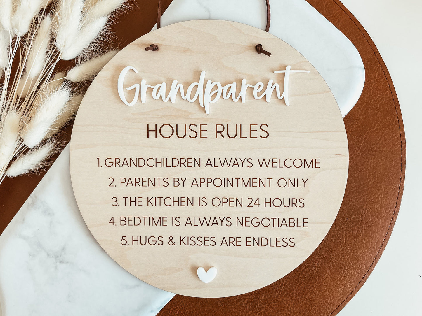 Grandparent House Rules Engraved Pennant Sign