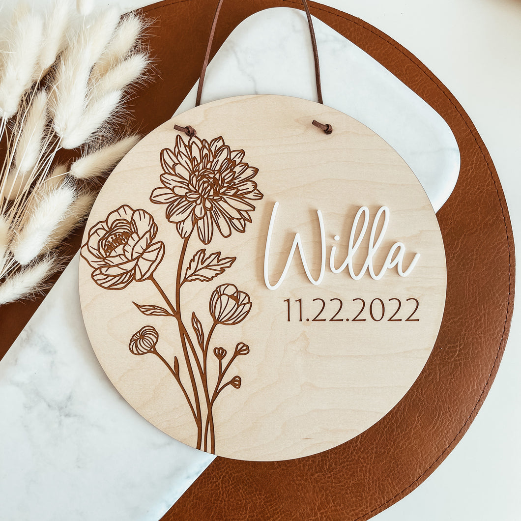 Personalized Birth Flower Pennant (Two Shapes)