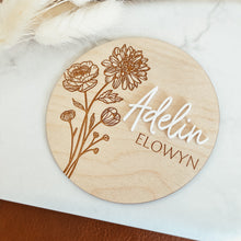 Load image into Gallery viewer, 3D Birth Announcement Sign - Birth Month Flower