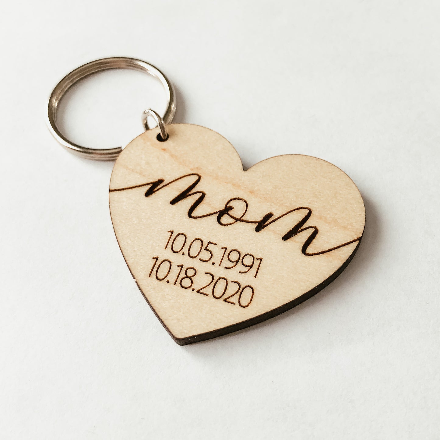 Personalized Mom Heart Keychain