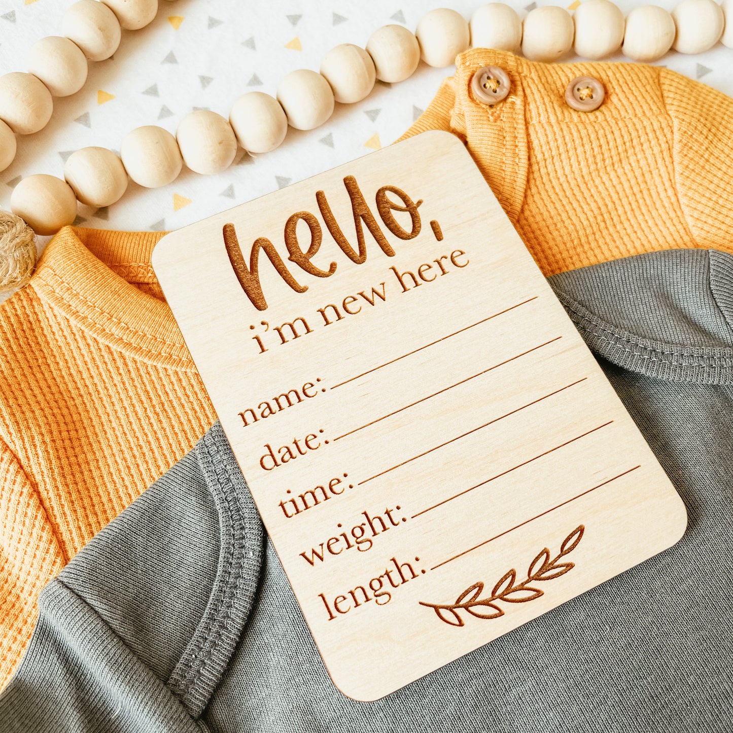 Baby Birth Announcement Sign - Hello World Leaf Rectangle