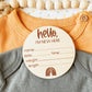 Baby Birth Announcement Sign - New Here Rainbow Round