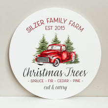 Load image into Gallery viewer, Christmas Red Truck Family Name Round