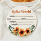 Baby Birth Announcement Sign - Wooden Sunflower