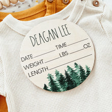 Load image into Gallery viewer, Baby Birth Announcement Sign - Wooden Forest