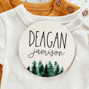 Baby Birth Announcement Sign - Wooden Forest