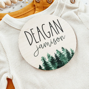 Baby Birth Announcement Sign - Wooden Forest