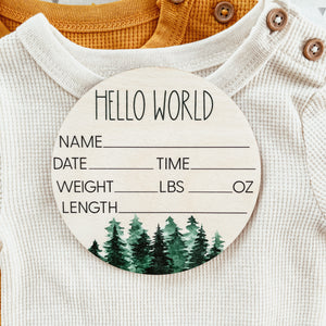 Baby Birth Announcement Sign - Wooden Forest