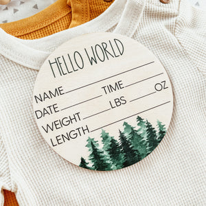 Baby Birth Announcement Sign - Wooden Forest