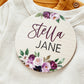 Baby Birth Announcement Sign - Wooden Purple Floral