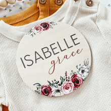Load image into Gallery viewer, Baby Birth Announcement Sign - Wooden Pink Floral