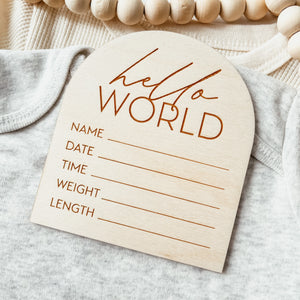 Baby Birth Announcement Sign - Hello World Arch