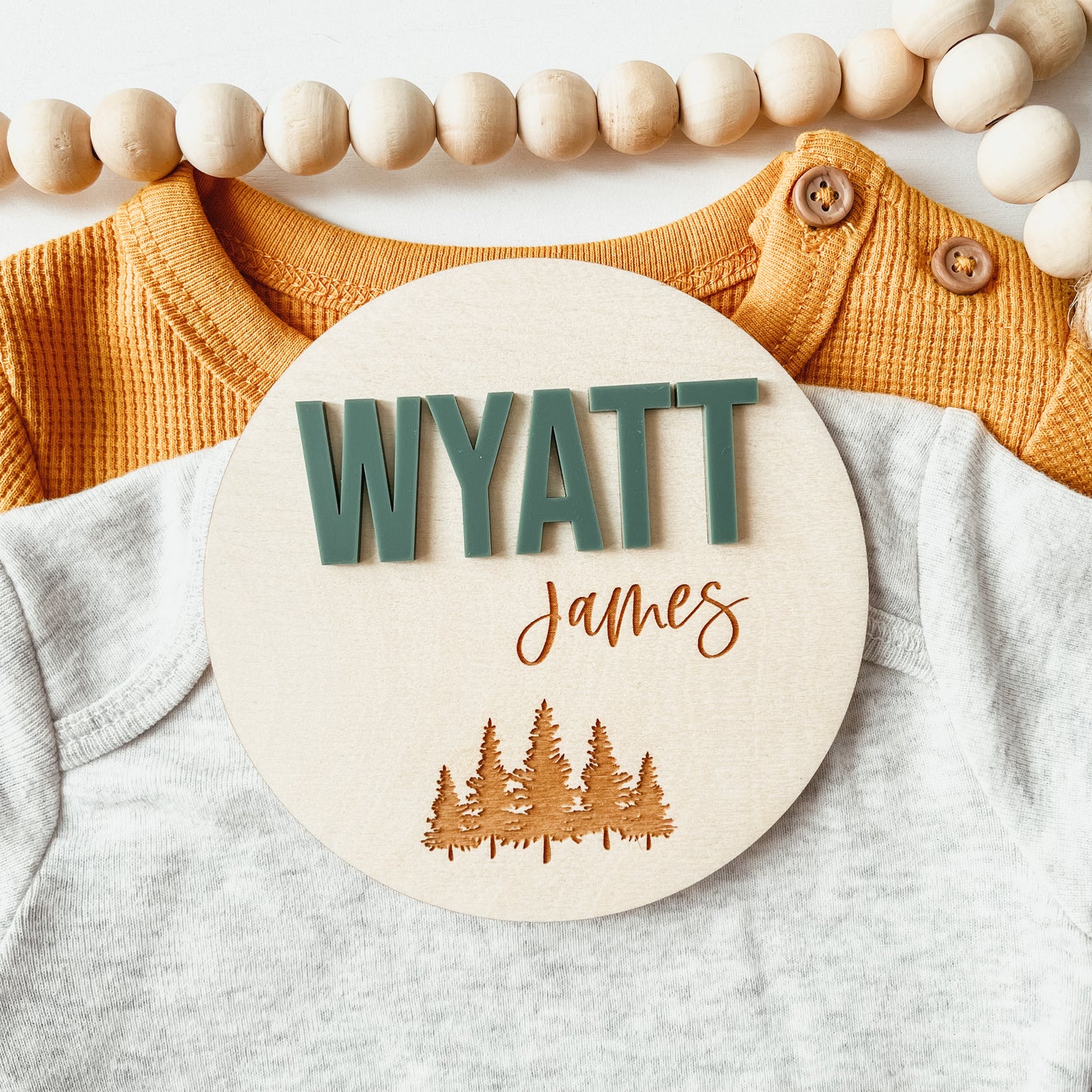 Baby Birth Announcement Sign - 3D With Trees
