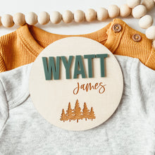 Load image into Gallery viewer, Baby Birth Announcement Sign - 3D With Trees