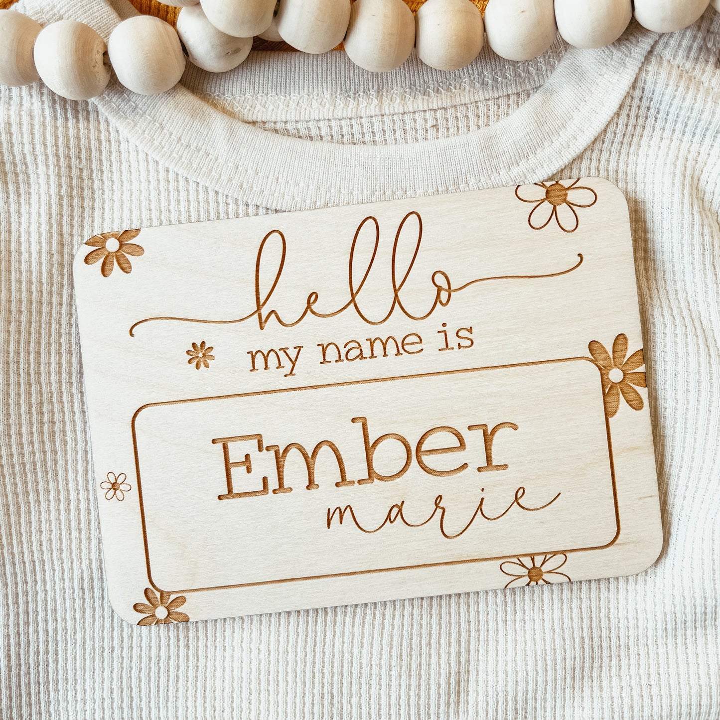 Baby Birth Announcement Sign - Daisy Name Tag