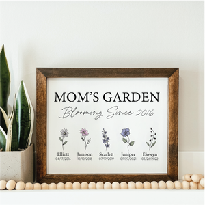 Mom's/Grandma's/Custom Family Birth Flower Framed Sign