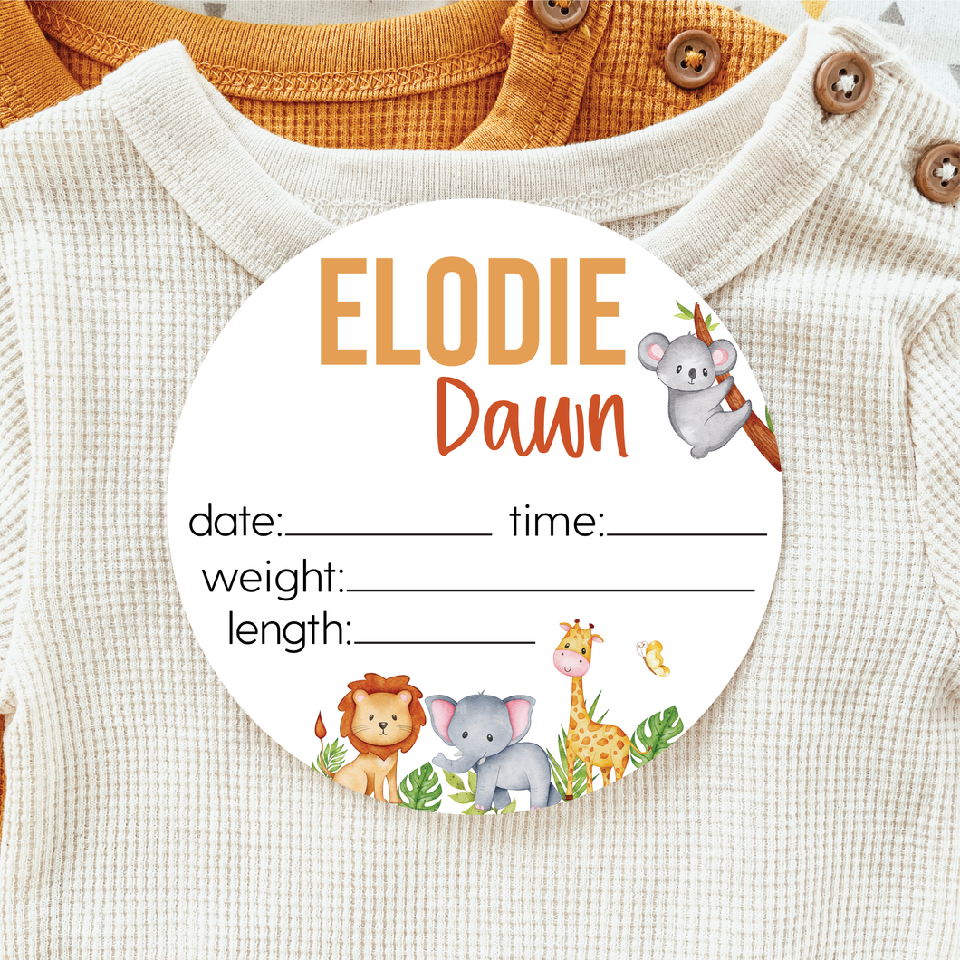 Baby Birth Announcement Sign - Acrylic Safari Animals