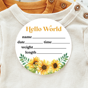 Baby Birth Announcement Sign - Acrylic Sunflower