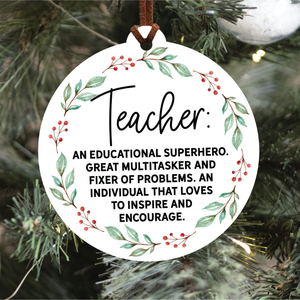 Teacher Definition Christmas Ornament