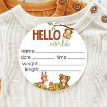 Load image into Gallery viewer, Baby Birth Announcement Sign - Acrylic Woodland Animals