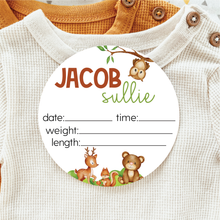 Load image into Gallery viewer, Baby Birth Announcement Sign - Acrylic Woodland Animals