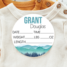 Load image into Gallery viewer, Baby Birth Announcement Sign - Acrylic Mountains