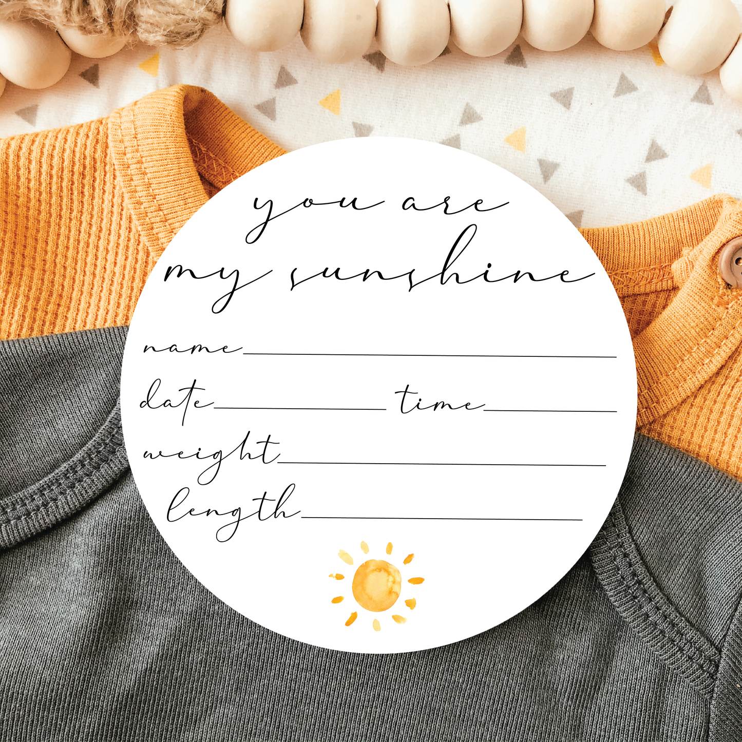 Baby Birth Announcement Sign - Acrylic You Are My Sunshine